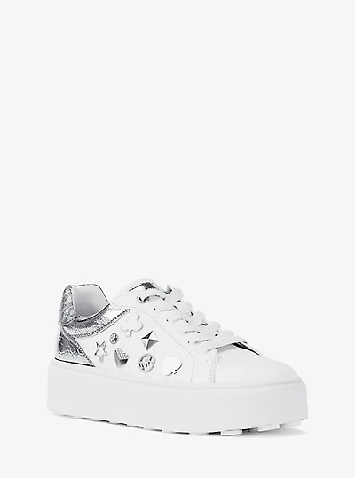 Romey Embellished Mixed-Media Platform Sneaker