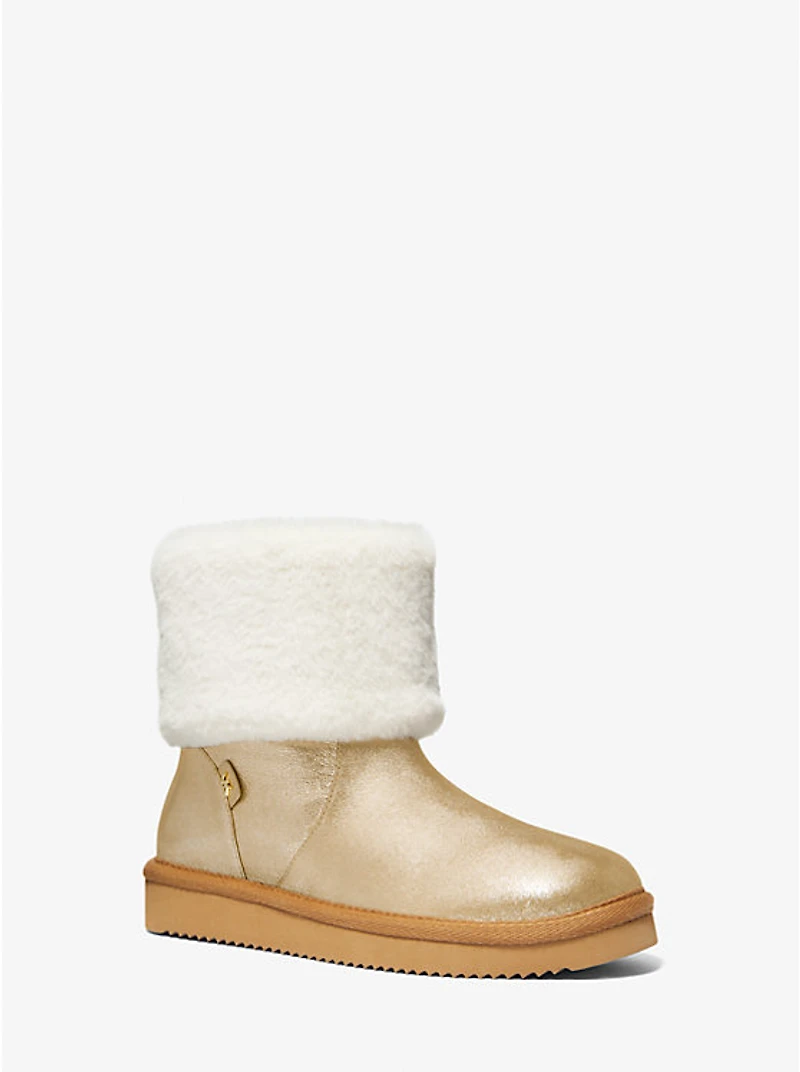 Julia Faux Fur Trim Metallic Leather Boot