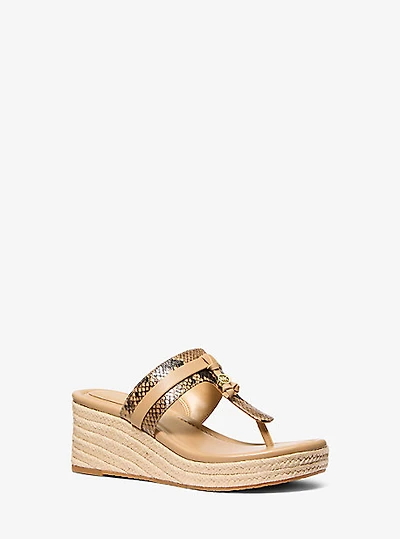 Zoe Snake Embossed Wedge Sandal