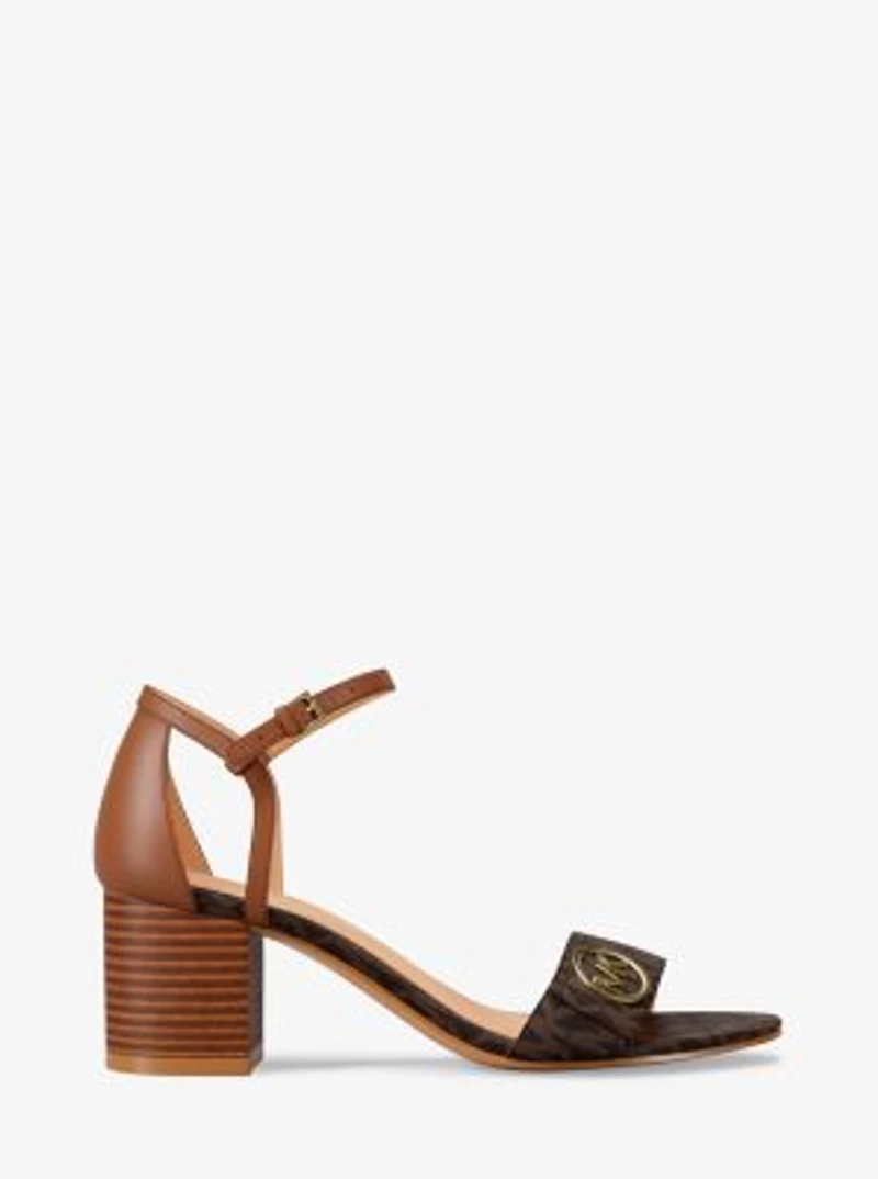 Hannah Signature Logo Block Heel Sandal