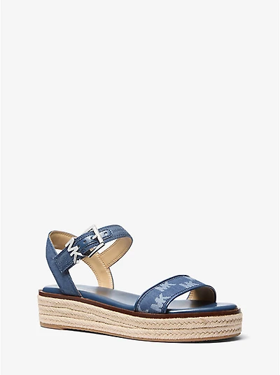 Richie Logo Jacquard Denim Espadrille Sandal