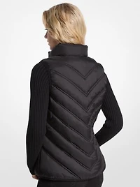 Chevron Quilted Logo Print and Nylon Packable Vest