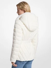 Faux Fur Trim Packable Nylon Puffer Jacket