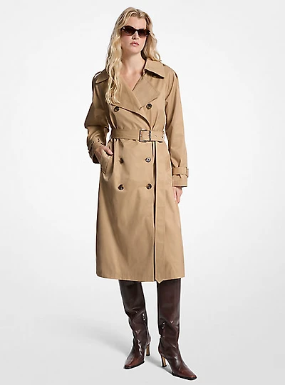 Cotton Blend Belted Trench Coat