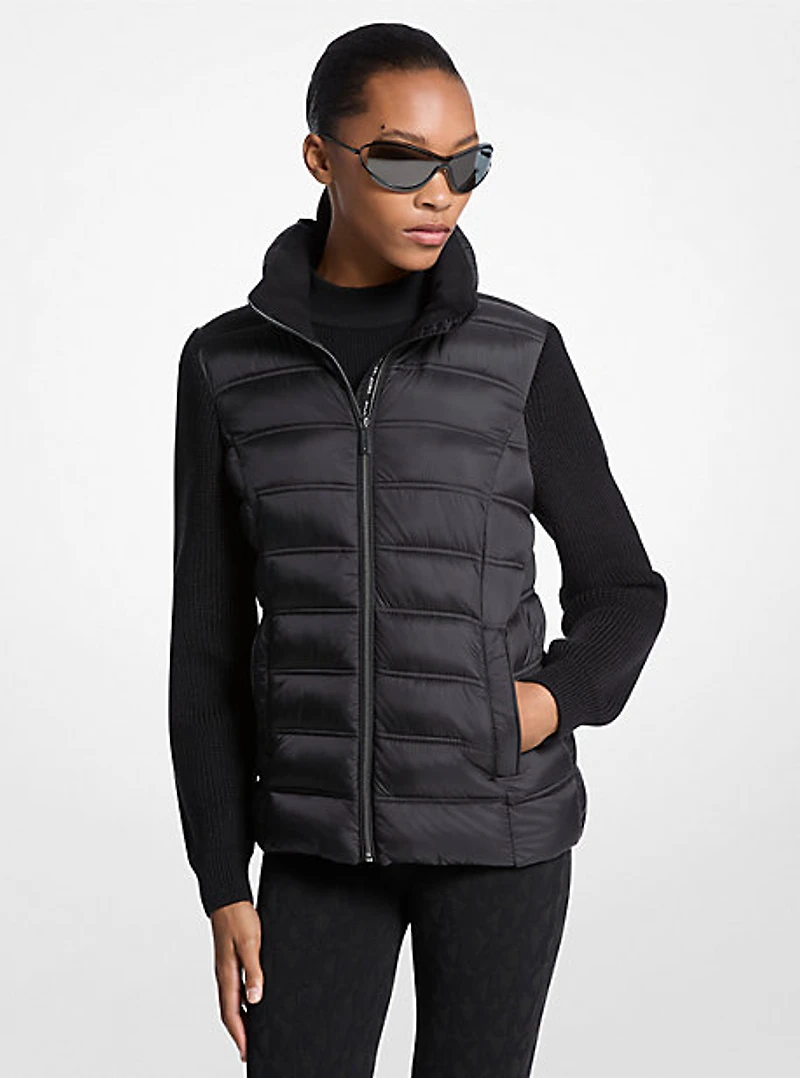 Quilted Nylon and Knit Jacket