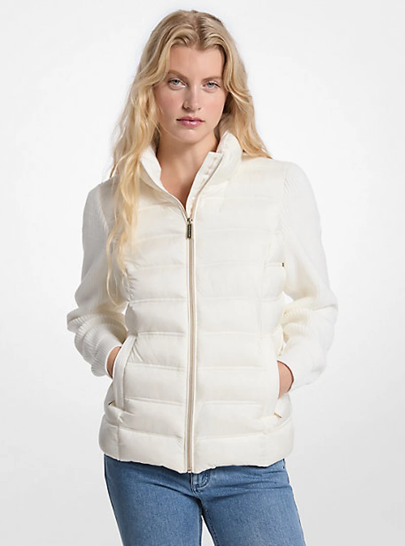 Quilted Nylon and Knit Jacket