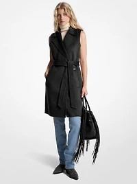 Wool Blend Belted Wrap Vest