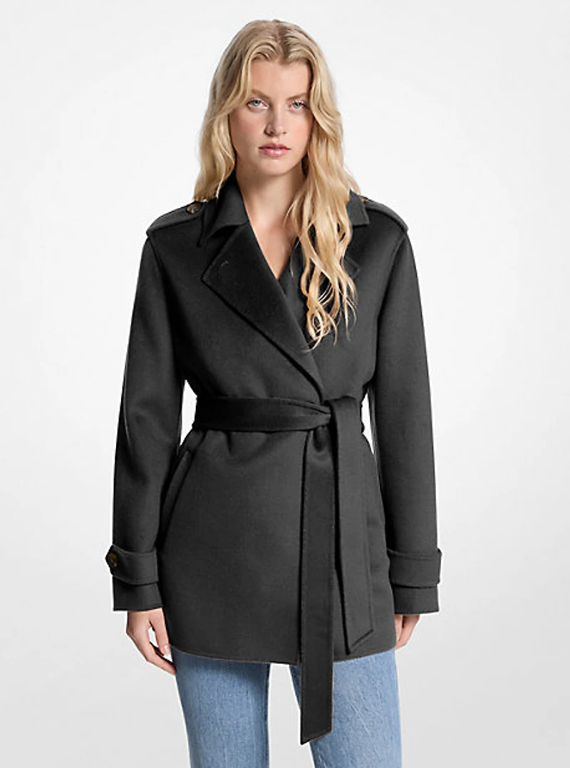 Wool Blend Belted Wrap Coat