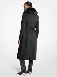 Faux Fur Trim Wool Blend Coat