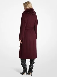 Faux Fur Trim Wool Blend Coat