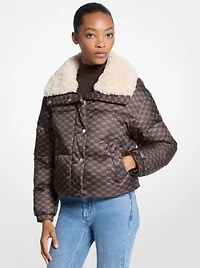 Logo Print and Sherpa Puffer Jacket