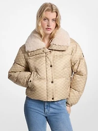 Logo Print and Sherpa Puffer Jacket