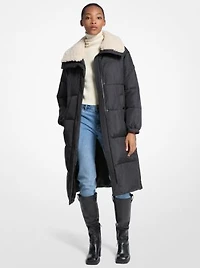 Faux Fur-Trim Quilted Puffer Jacket