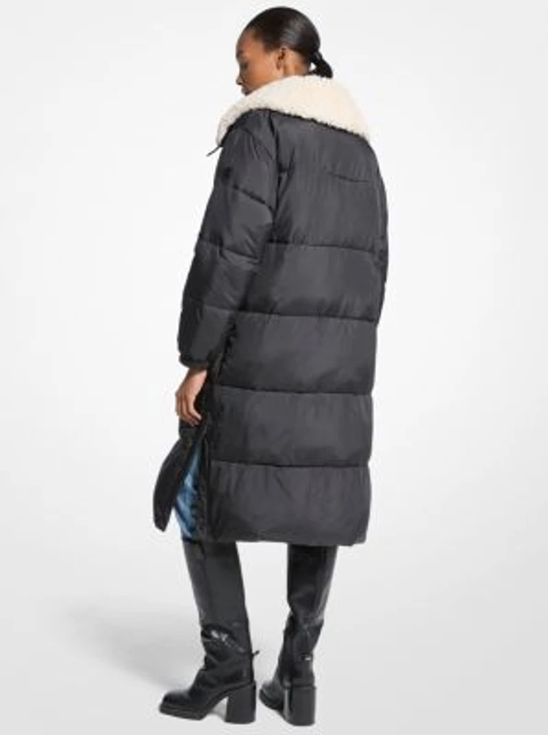 Faux Fur-Trim Quilted Puffer Jacket