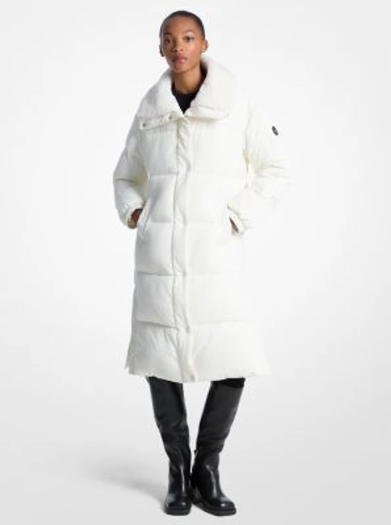 Faux Fur-Trim Quilted Puffer Jacket