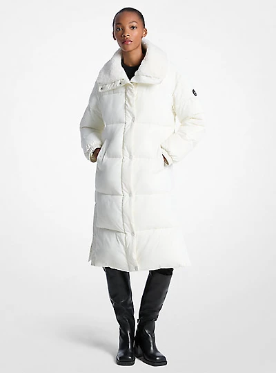 Faux Fur-Trim Quilted Puffer Jacket