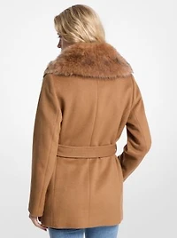 Faux Fur Trim Wool Blend Coat