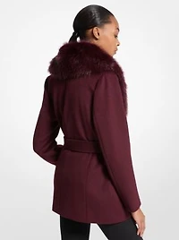 Faux Fur Trim Wool Blend Coat
