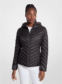 Chevron Logo Print Quilted Nylon Reversible  Jacket