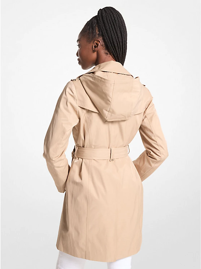 Cotton Blend Hooded Trench Coat