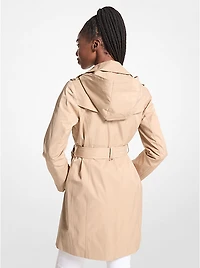 Cotton Blend Hooded Trench Coat