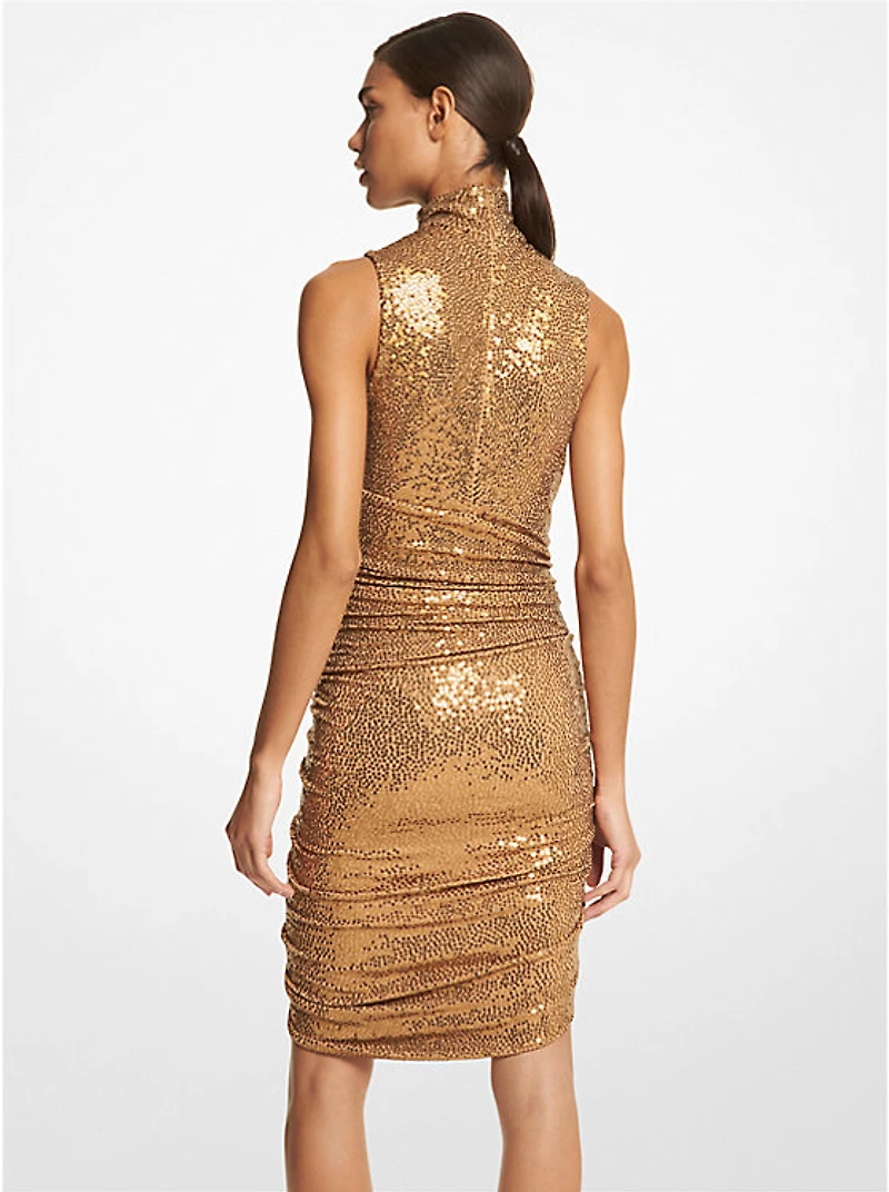 Hand-Embroidered Sequin Jersey Elliptical Dress