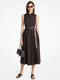 Stretch Organic Cotton Poplin Sleeveless Shirtdress