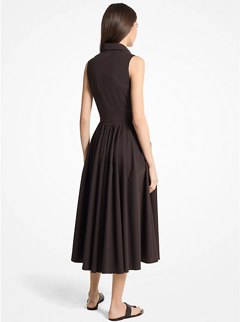 Stretch Organic Cotton Poplin Sleeveless Shirtdress