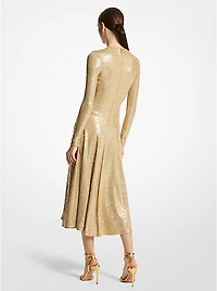 Hand-Embroidered Sequin Stretch Jersey Dance Dress