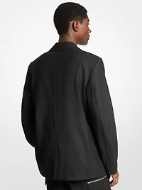 Stretch Wool Flannel Double-Breasted Blazer