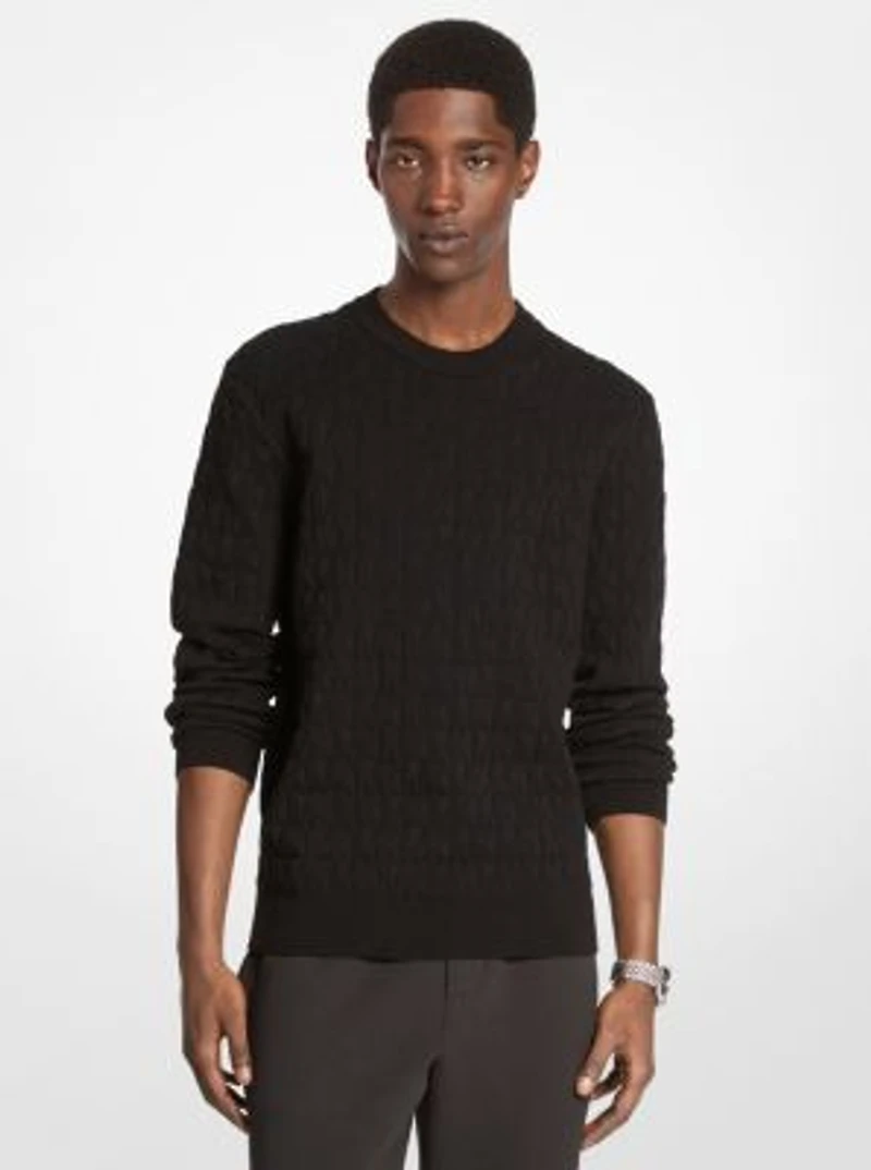 Logo Jacquard Cotton Sweater