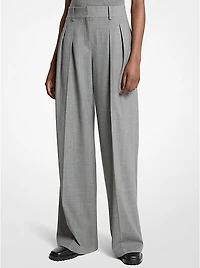 Stretch Wool Pleated Trousers