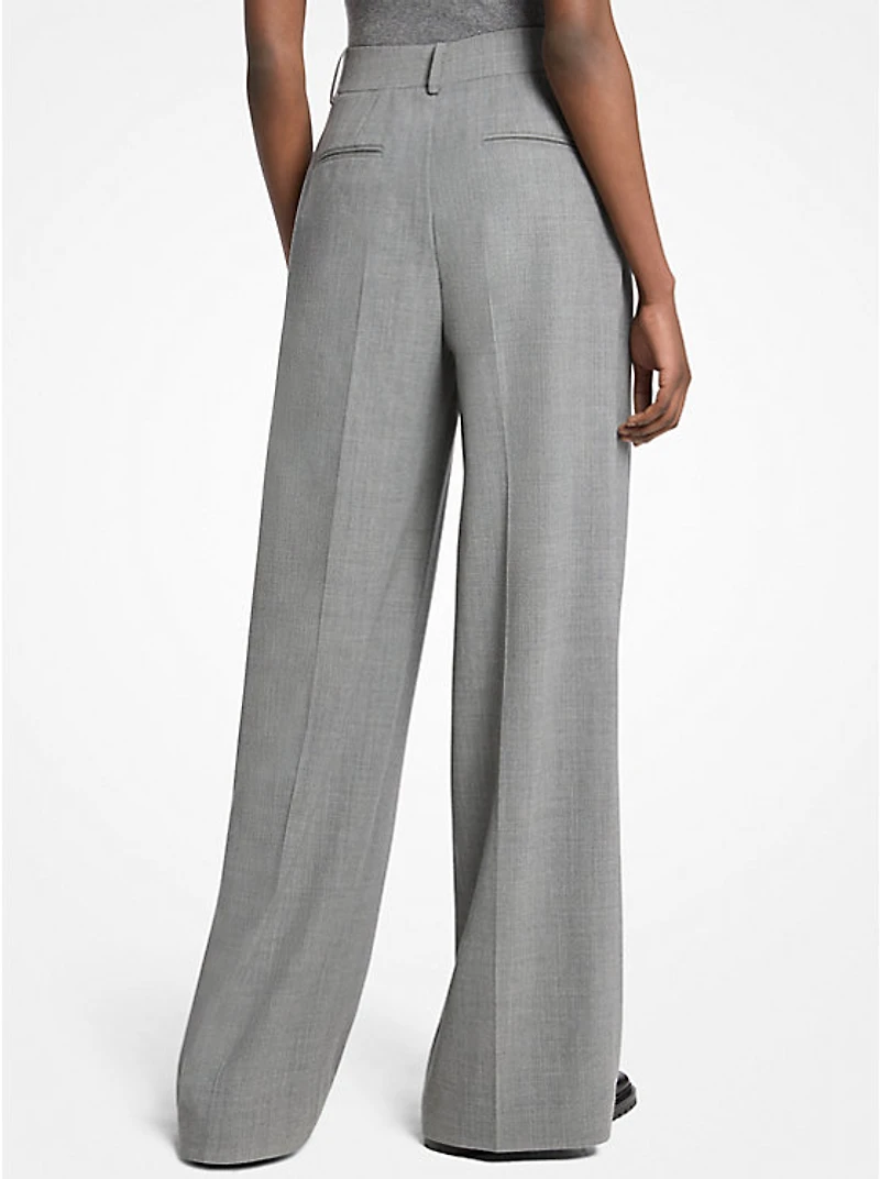 Stretch Wool Pleated Trousers