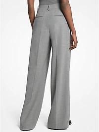Stretch Wool Pleated Trousers