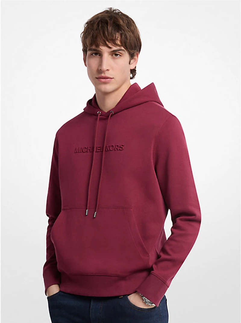 Embossed Logo Cotton Blend Hoodie