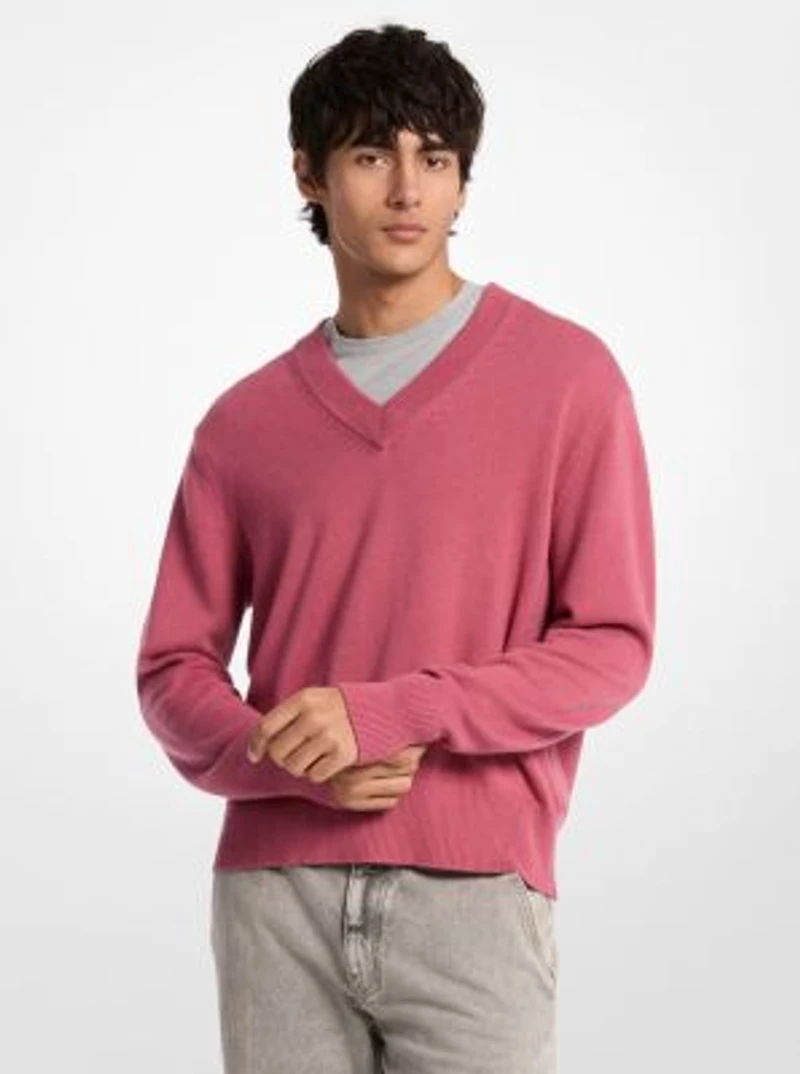 Wool and Cotton Blend Polo Sweater