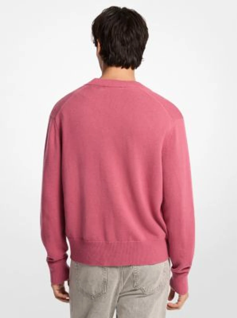 Wool and Cotton Blend Polo Sweater