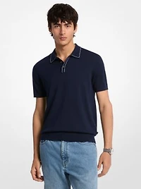 Contrast-Trim Wool Polo Shirt