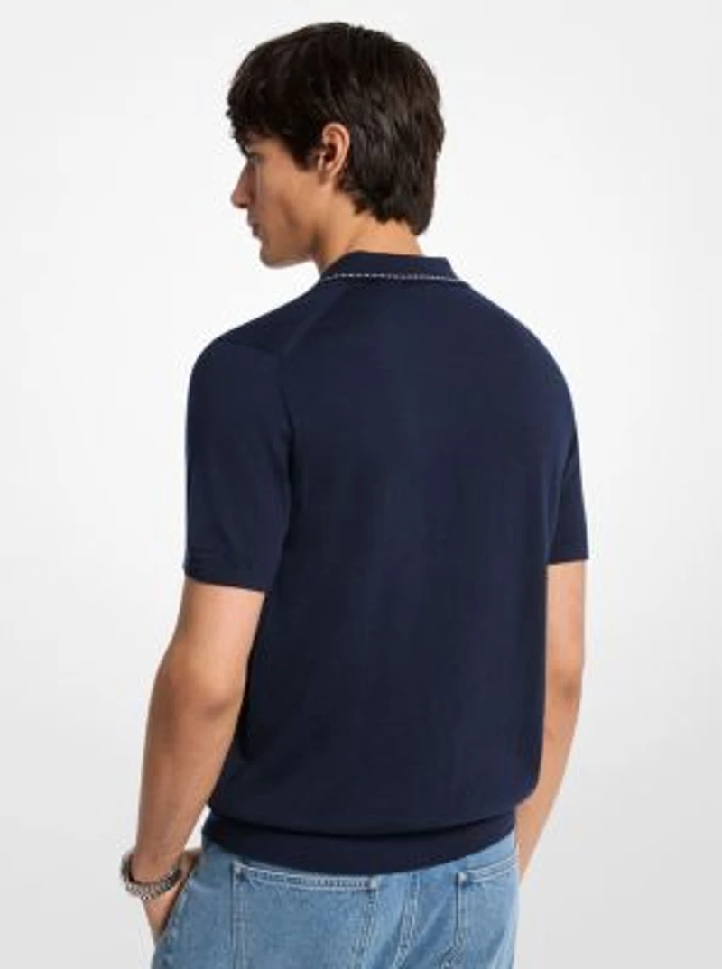 Contrast-Trim Wool Polo Shirt