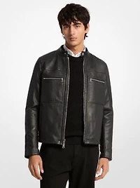 Leather Double-Zip Racer Jacket