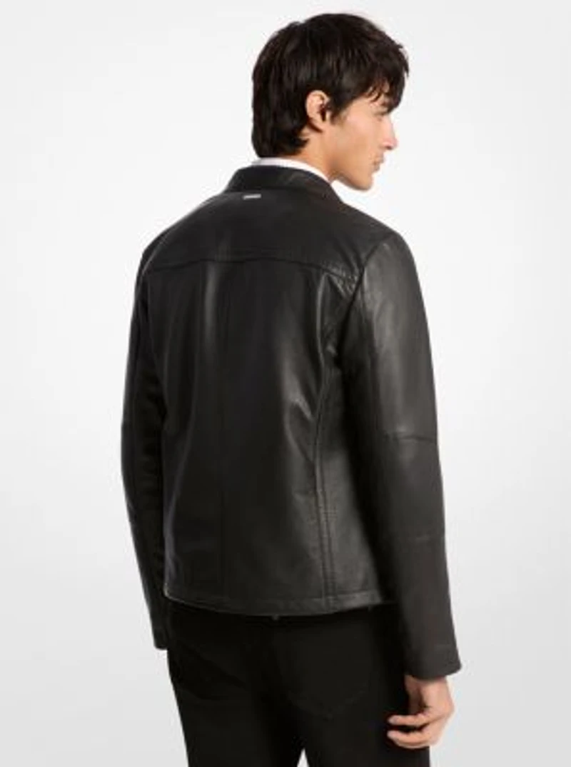Leather Double-Zip Racer Jacket