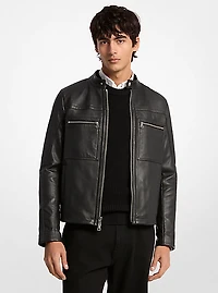 Leather Double-Zip Racer Jacket