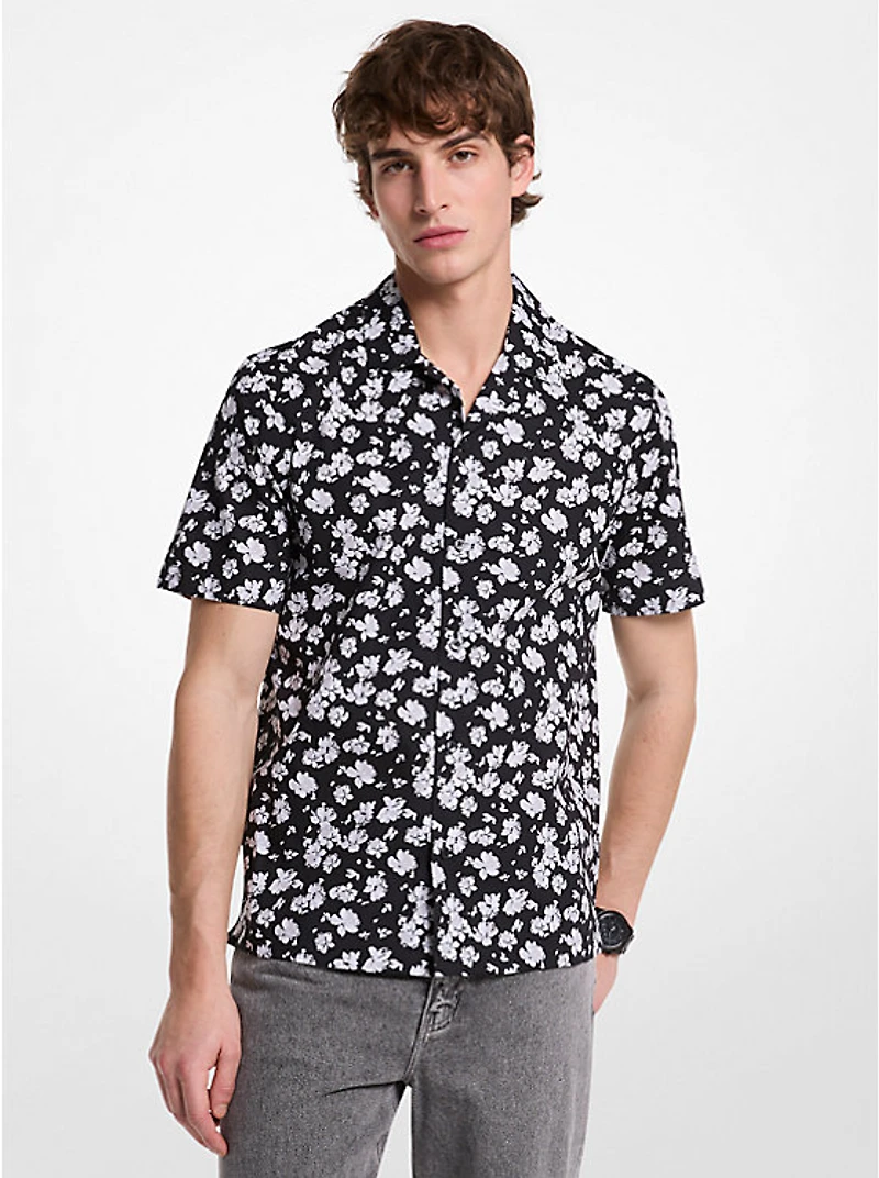 Floral Stretch Cotton Camp Shirt