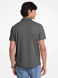 Cotton Blend Piqué Zip-Up Polo Shirt