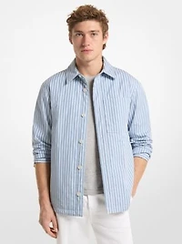 Striped Cotton Poplin Shirt Jacket