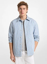 Striped Cotton Poplin Shirt Jacket