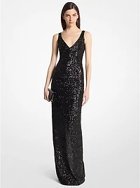 Sequined Stretch Tulle Gown
