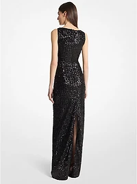 Sequined Stretch Tulle Gown