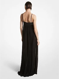 Plongé Leather and Chiffon Jersey Empire Gown