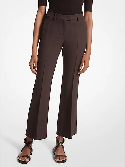 Haylee Double Crepe Sablé Cropped Flared Trousers